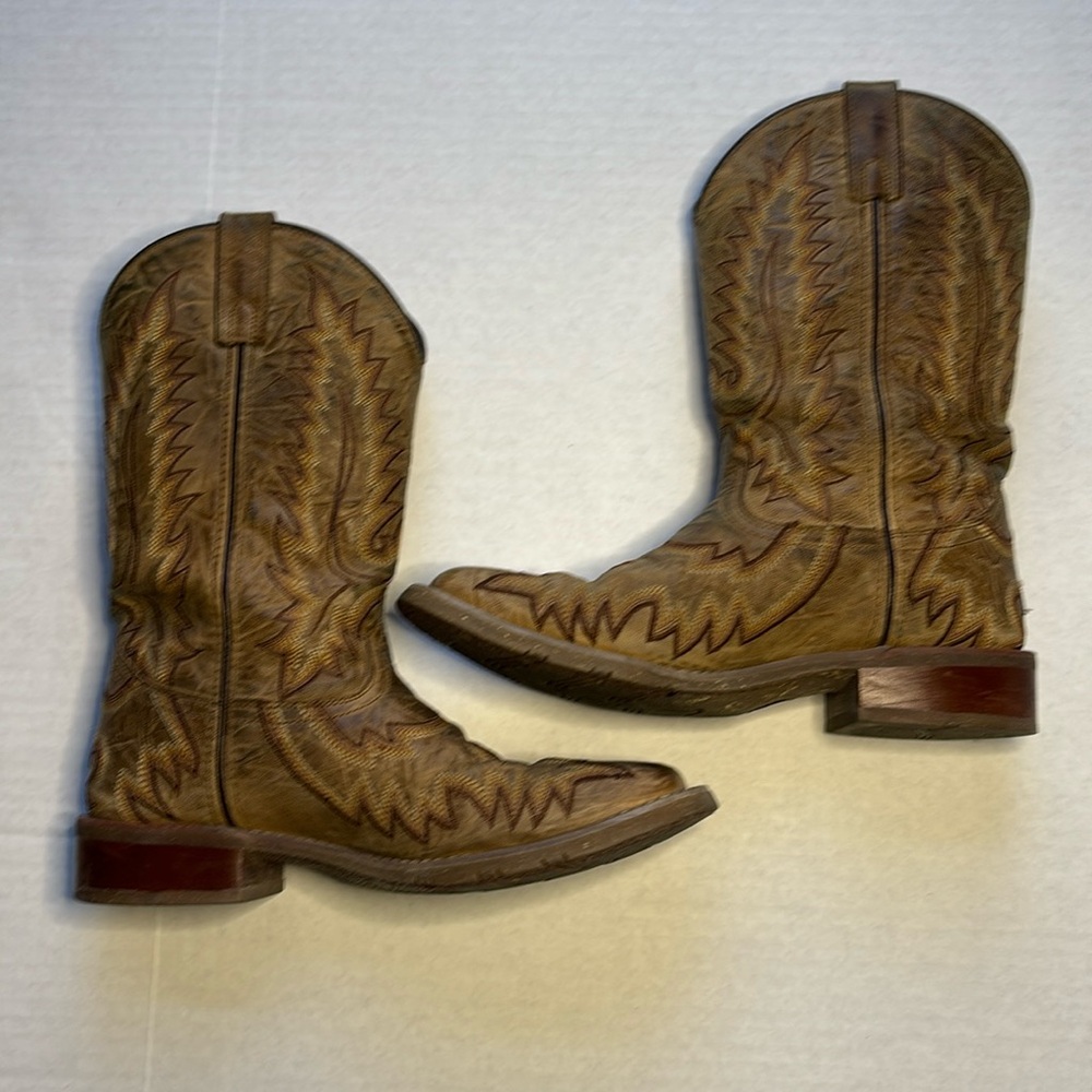 Laredo Mens 7993 Brown Leather Mid Calf Pull On Western Cowboy Boot Size 8 M